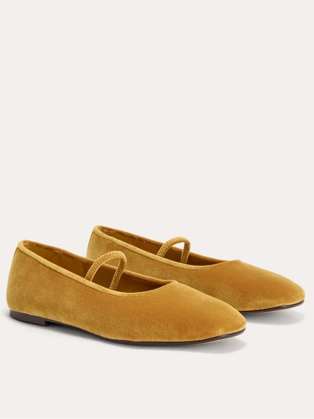 Everlane The Day Mary Jane Golden Sun Velvet Flats Shoes Classic Size 9.5 NIB
